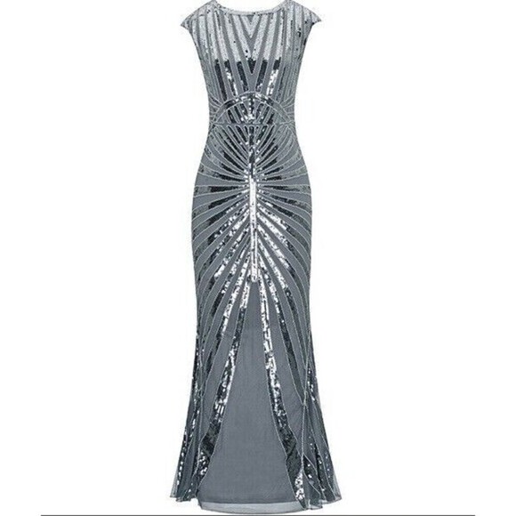 Metme Women’s 1920s Mermaid Maxi Long Dress Sequin Formal Dress Evening Prom Xs - Picture 1 of 16